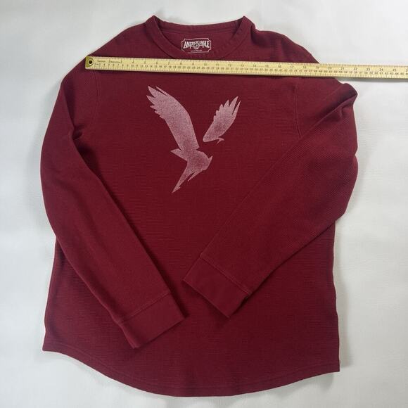 American Eagle Sweater Men's Red Blue Outdoor Waffle Knit Sweatshirt Size XL - Picture 8 of 9